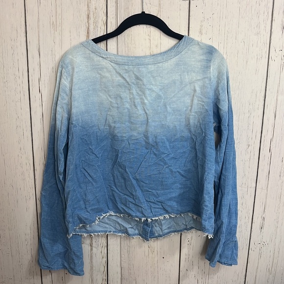 Cloth & Stone 100% Cotton Lightweight Blue Ombre Corduroy Longsleeve Top - Picture 2 of 7